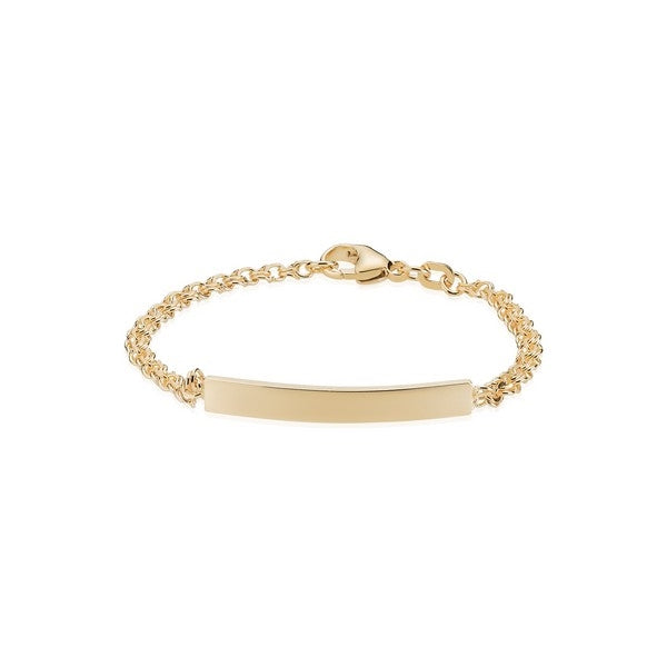 BNH Bismark armbånd med plade i 8 kt guld 14–16 cm med karabinlås og klassisk Bismark-fletning.